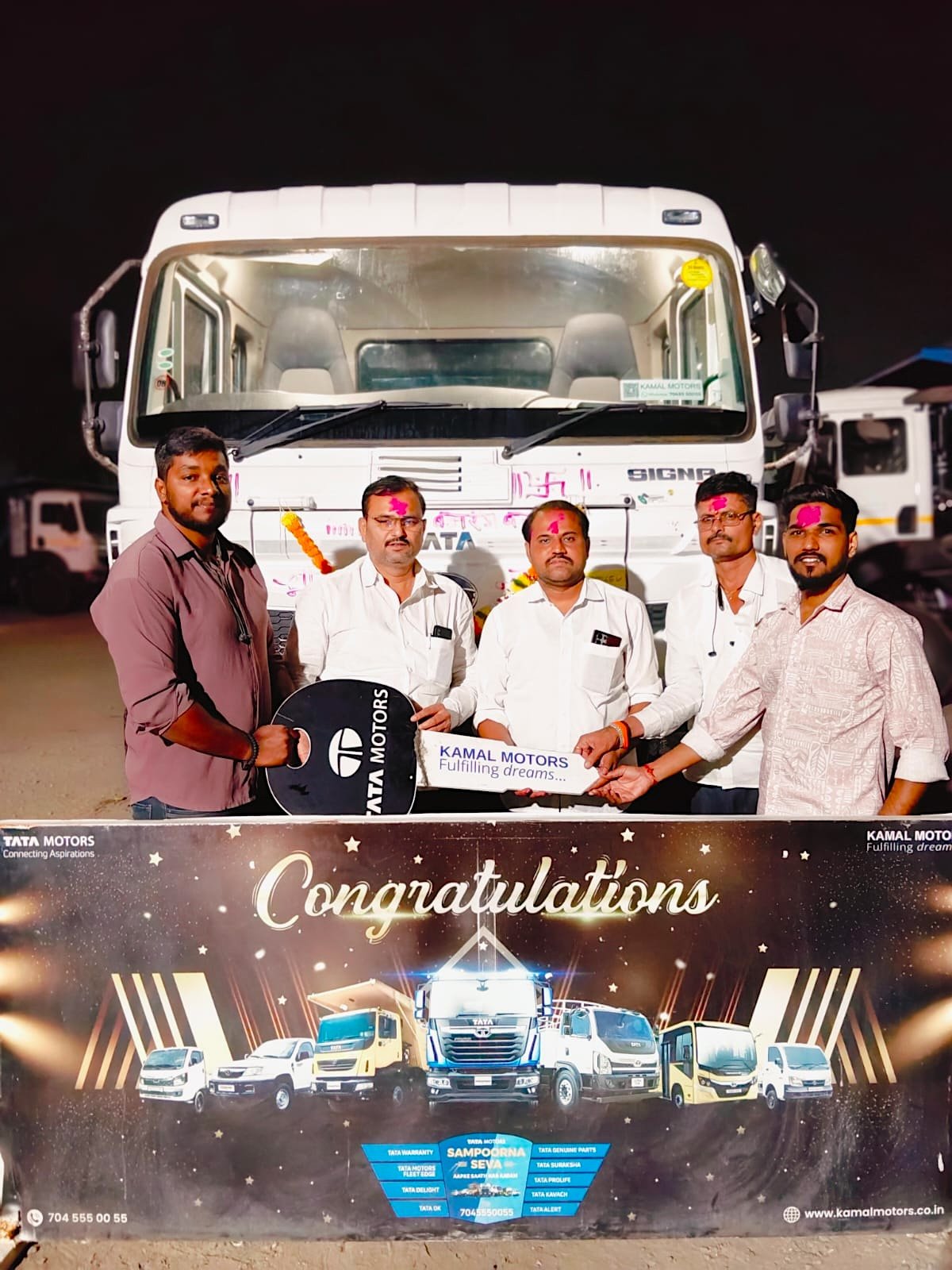 Vehicle delivery ceremony for a new Tata Signa
